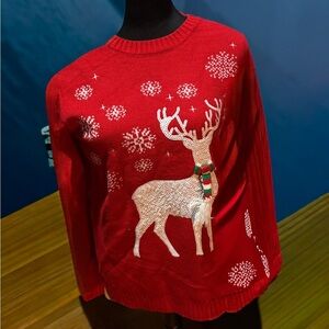 Festive Red Reindeer Sweater
